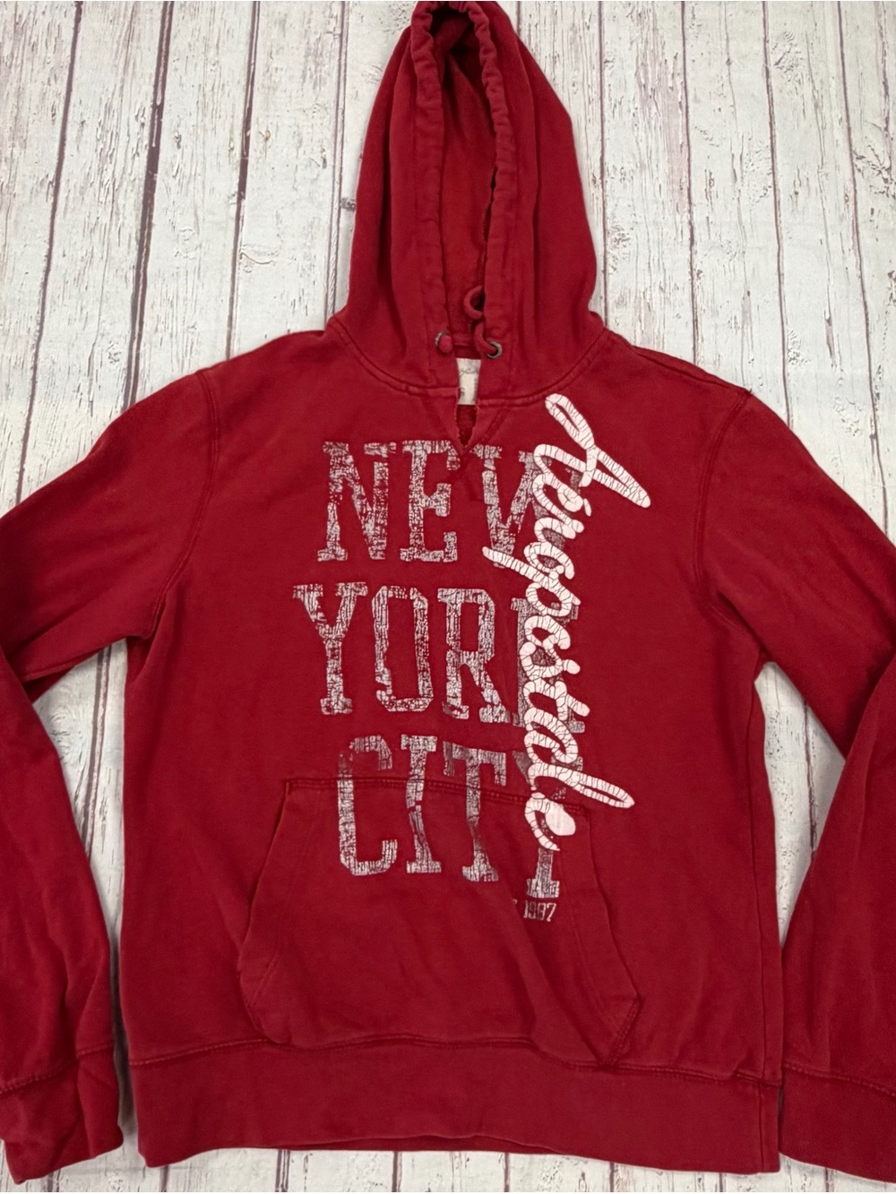 Women's Aeropostale Sweatshirt Red Size XL Distressed Relaxed Fit Comfy